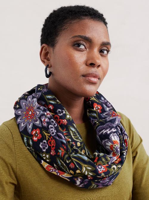 An image of the Seasalt New Everyday Circle Scarf in Rustic Floral Maritime.