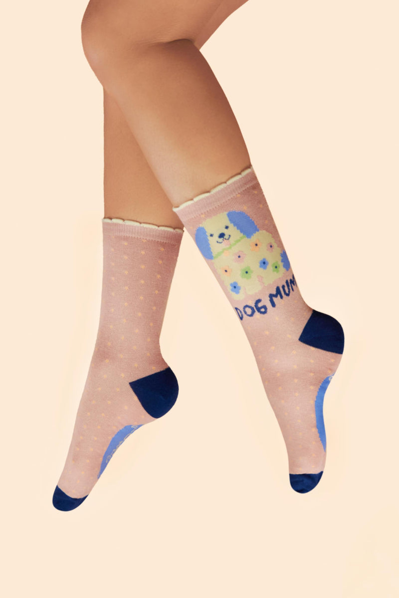 Dog Mum Ankle Socks - Petal