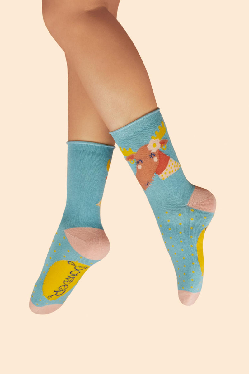 Missy Moose Ladies Ankle Socks - Denim