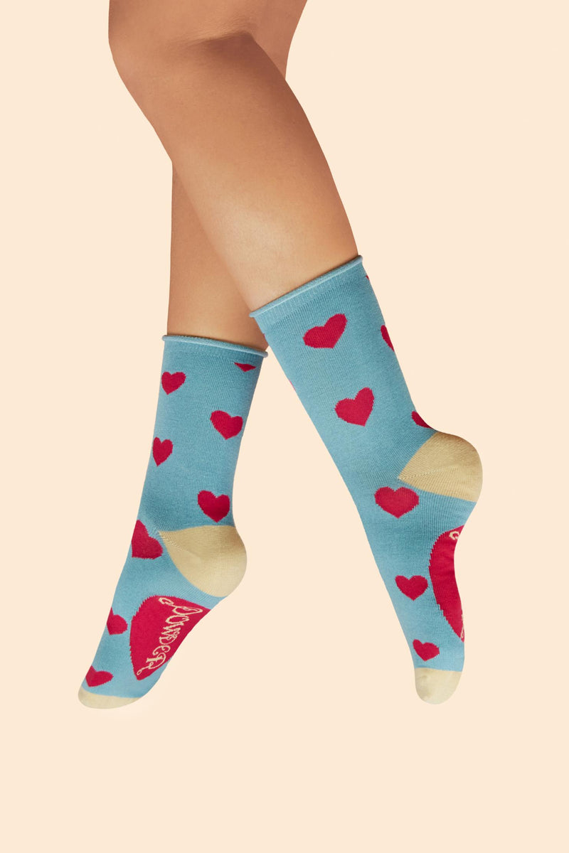 Hearts Ladies Ankle Socks - Denim