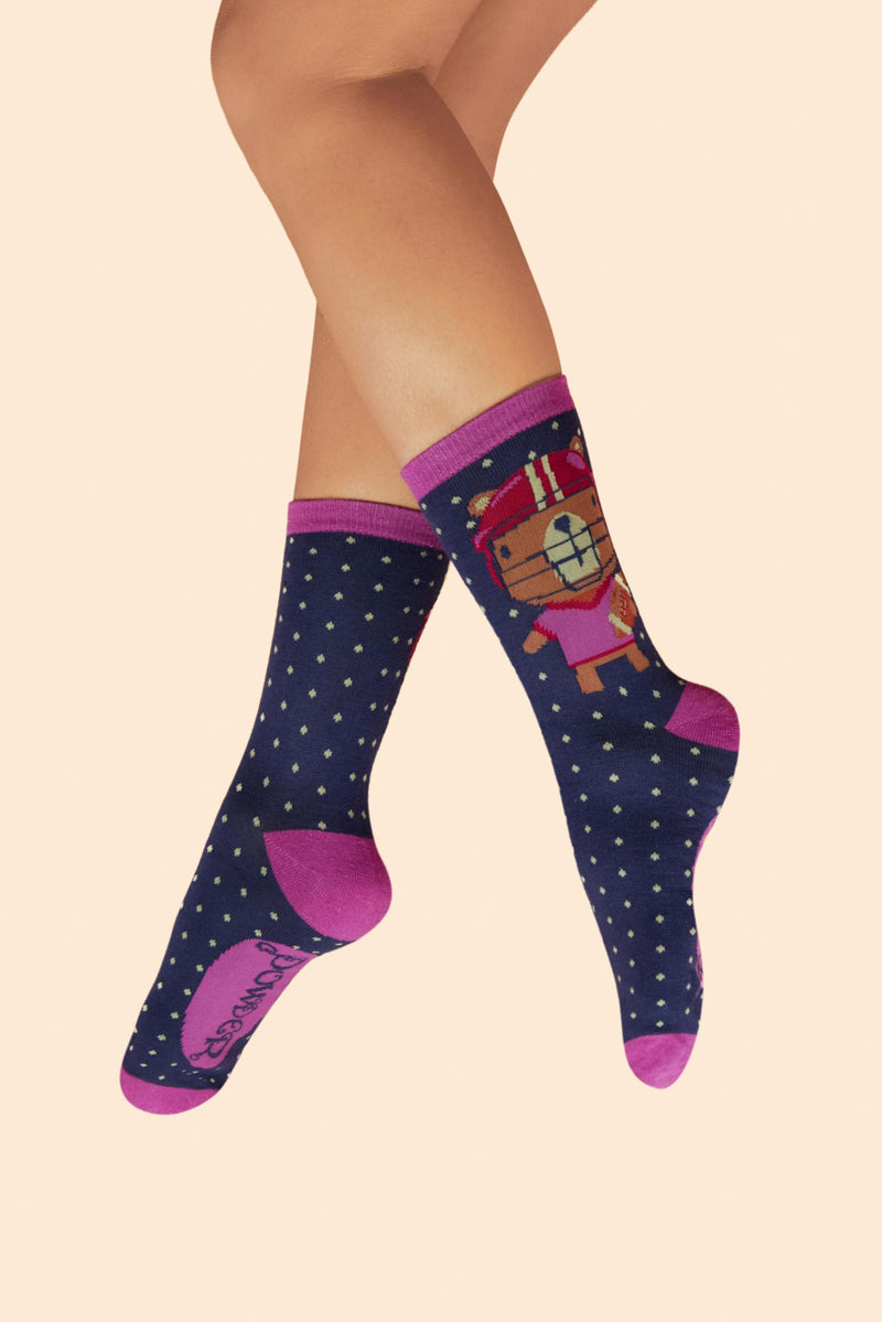 Powder Quarterback Ladies Ankle Socks - Navy