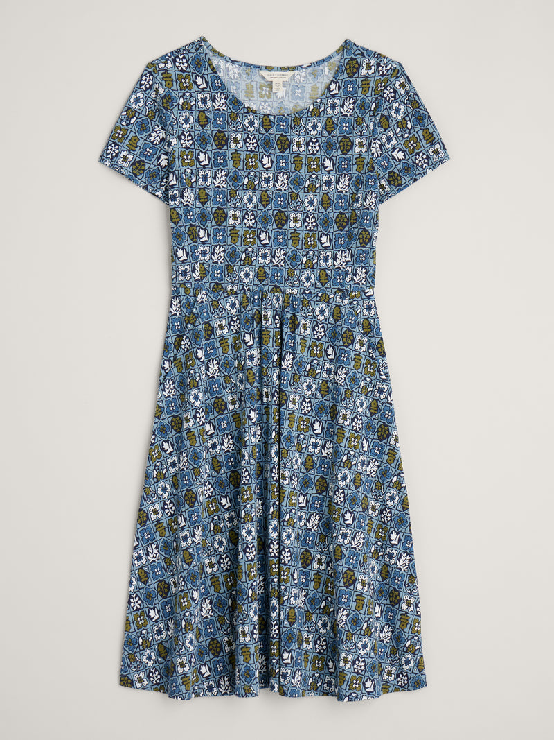 An image of the Seasalt Short Sleeve April Dress in Blue.