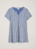 An image of the Seasalt Short-Sleeved Risso Top in the style Little Echinacea Lupin.