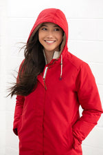 An image of the Lighthouse Scarlet Ladies Coat in Red.