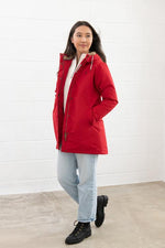 An image of the Lighthouse Scarlet Ladies Coat in Red.