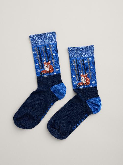 An image of the Seasalt Snowy Scenes Socks in Snow Step Maritime.