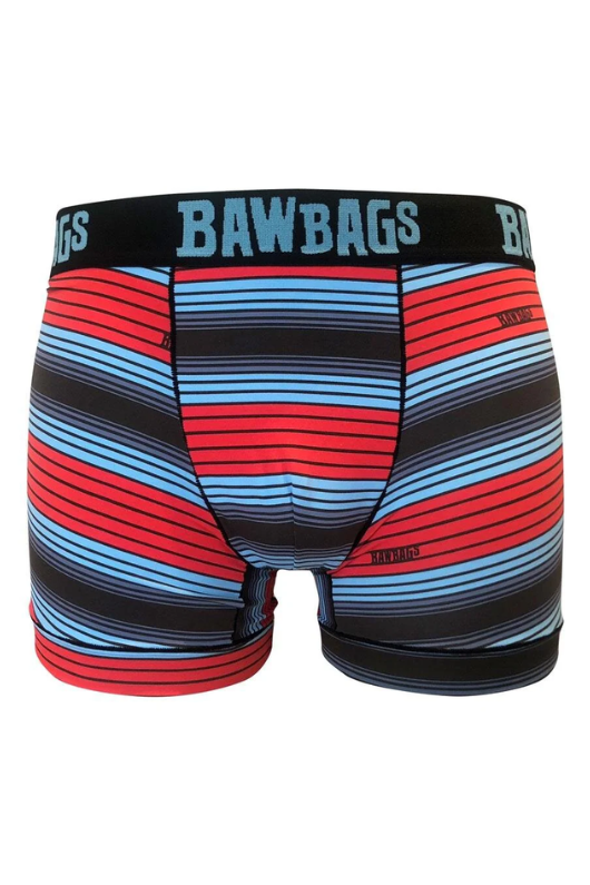 An image of the Teenage Cancer Trust Cool De Sacs Boxers with striped red pattern.