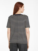 An image of the Tommy Hilfiger Stripe Boat Neck Relaxed T-Shirt in Breton Stripe Desert Sky / Country Ivory.