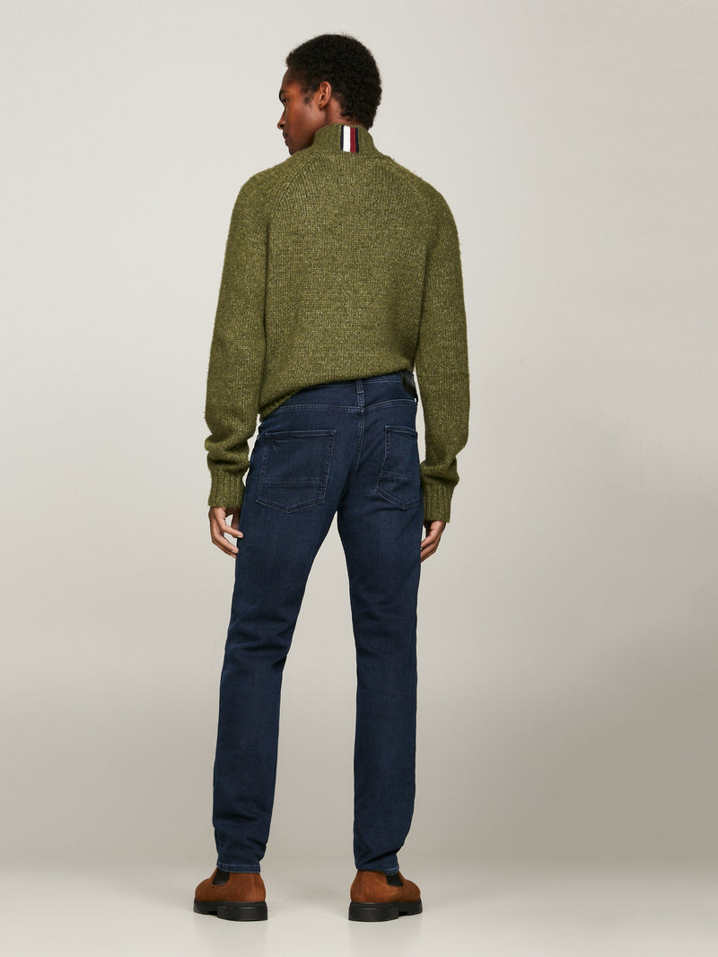 An image of the Tommy Hilfiger Denton Fitted Straight Jeans in Meek Blue Black.