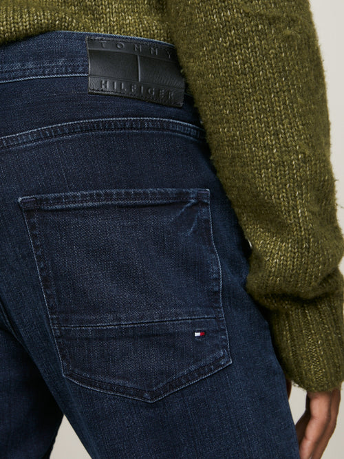 An image of the Tommy Hilfiger Denton Fitted Straight Jeans in Meek Blue Black.