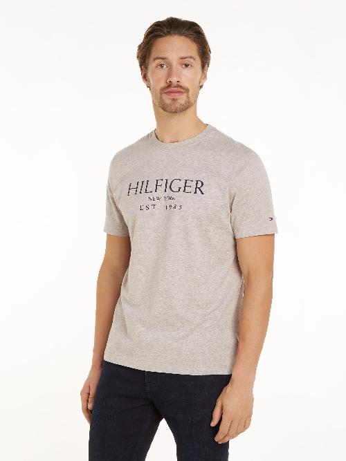 An image of the Tommy Hilfiger Big Hilfiger T-Shirt in Heathered Pebble.