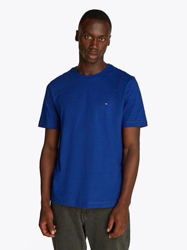 An image of the Tommy Hilfiger Flag Embroidery T-Shirt in Wedge Blue.