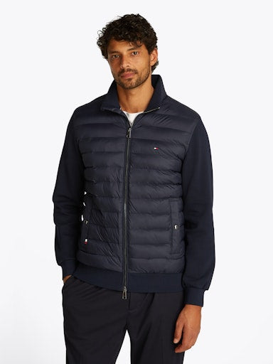 An image of the Tommy Hilfiger Stand Collar Quilted Sweatshirt in Desert Sky.