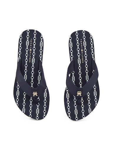 An image of the Tommy Hilfiger TH Monogram Wedge Flip-Flops