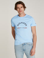 An image of the Tommy Hilfiger Logo Slim Fit T-Shirt in Vessel Blue.