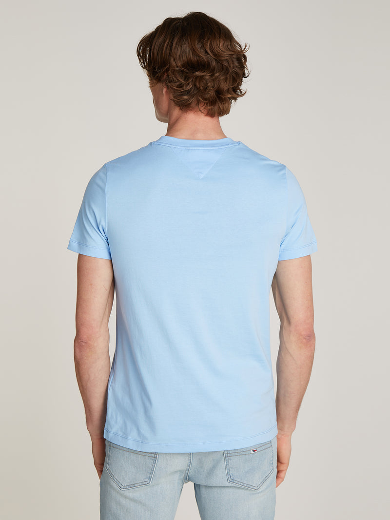 An image of the Tommy Hilfiger Logo Slim Fit T-Shirt in Vessel Blue.