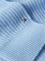 An image of the Tommy Hilfiger Script Soft Wool V-Neck Cardi in Vessel Blue.