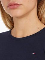 An image of the Tommy Hilfiger 1985 Slim Slub Open Neck Top in Desert Sky.