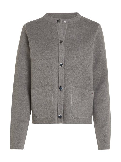 An image of the Tommy Hilfiger Jersey Reversible Cardigan in Medium Grey Heather.