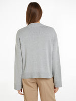 An image of the Tommy Hilfiger Varsity Graphic Crew Neck Sweater in Light Grey Heather.