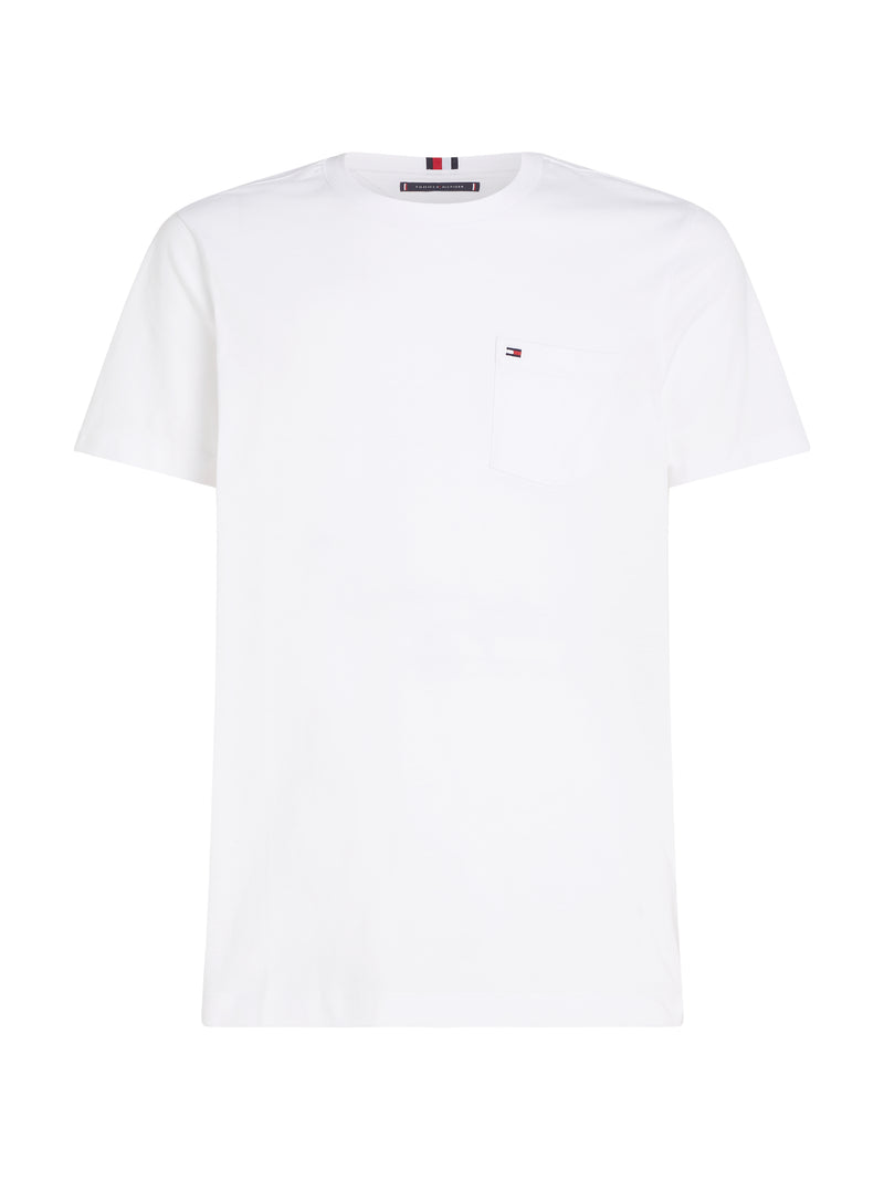 An image of the Tommy Hilfiger Crew Neck Patch Pocket T-Shirt in the colour White.