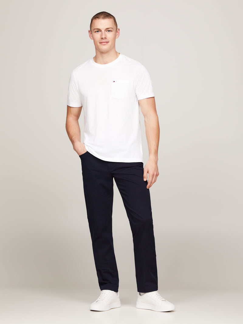 An image of the Tommy Hilfiger Crew Neck Patch Pocket T-Shirt in the colour White.