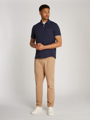 An image of the Tommy Hilfiger Oxford Stripe Polo in Desert Sky / Wedge Blue.