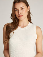 An image of the Tommy Hilfiger Mini Cable Sweater Vest in Heather Ivory.