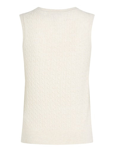 An image of the Tommy Hilfiger Mini Cable Sweater Vest in Heather Ivory.