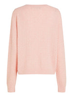 An image of the Tommy Hilfiger Mini Cable V-Neck Sweater in Foggy Pink Ht.