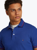 An image of the Tommy Hilfiger Tipped Slim Fit Polo Shirt in Wedge Blue.