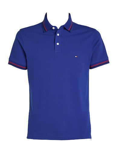 An image of the Tommy Hilfiger Tipped Slim Fit Polo Shirt in Wedge Blue.