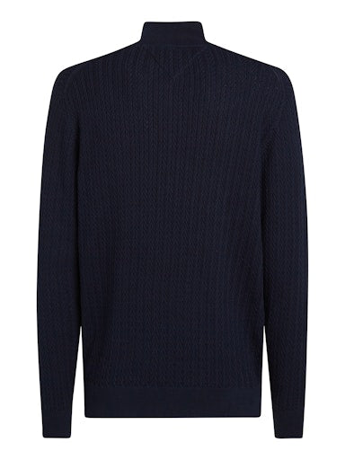 An image of the Tommy Hilfiger Herringbone Knit Half-Zip Jumper in Desert Sky.