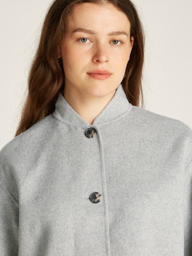 An image of the Tommy Hilfiger Wool Blend Baseball Collar Jacket in Light Grey Htr.