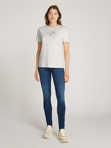 An image of the Tommy Hilfiger Reg Script T-Shirt in Ivory Petal.