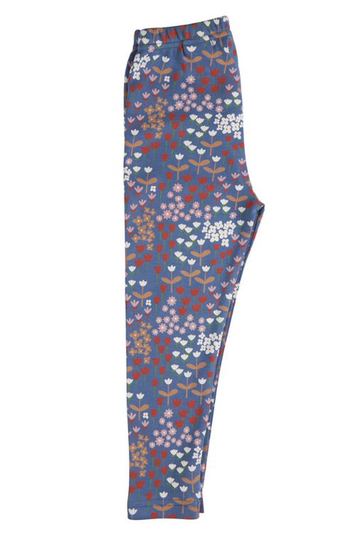 An image of the Pigeon Organics Leggings in Meadow -Night Blue.