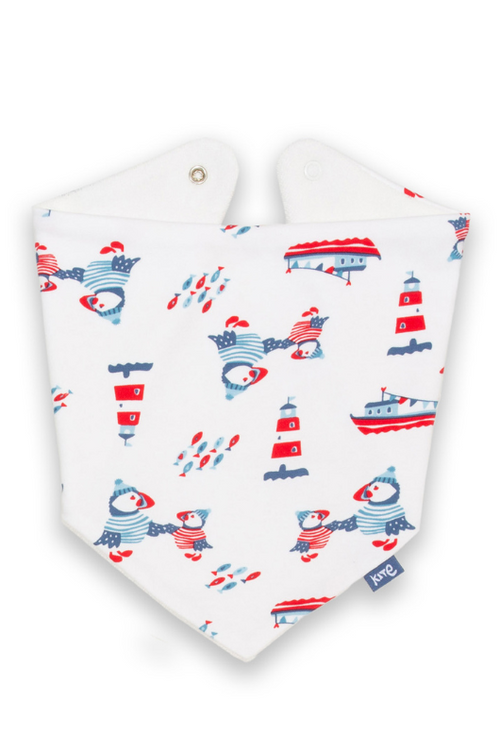 An image of the Kite Puffin Pals Bib in Cream.