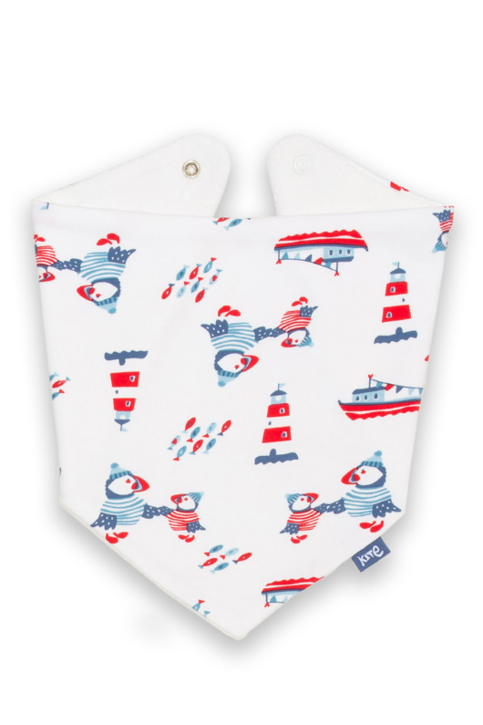 An image of the Kite Puffin Pals Bib in Cream.