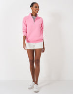 An image of the Crew Clothing Half Zip Sweatshirt in Pink.