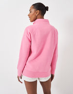 An image of the Crew Clothing Half Zip Sweatshirt in Pink.