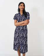 An image of the Crew Clothing Odelia Shirt Dress in Cleo Navy.