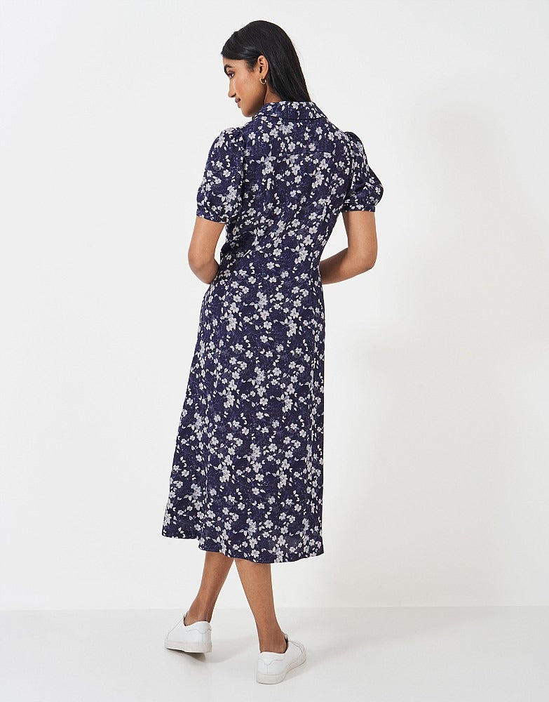 An image of the Crew Clothing Odelia Shirt Dress in Cleo Navy.