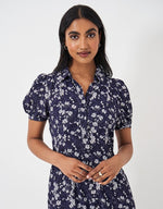 An image of the Crew Clothing Odelia Shirt Dress in Cleo Navy.