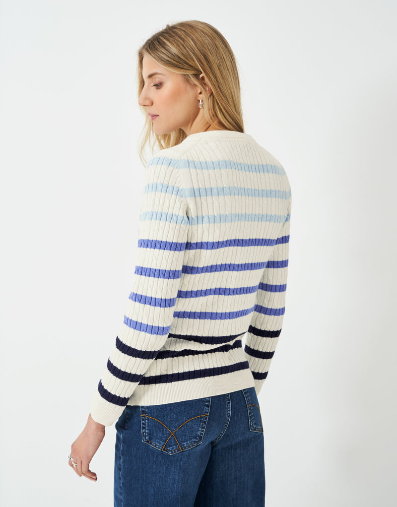 An image of the Crew Clothing Heritage Cable V-Neck Jumper