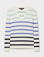 An image of the Crew Clothing Heritage Cable V-Neck Jumper