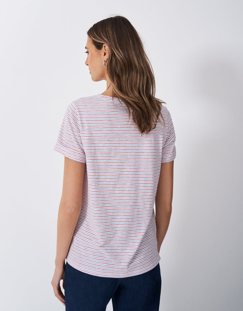 An image of the Crew Clothing Stripe Crew Neck Slub T-Shirt