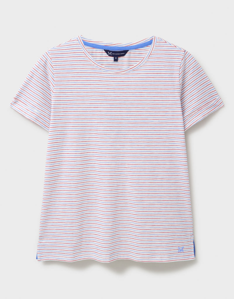 An image of the Crew Clothing Stripe Crew Neck Slub T-Shirt