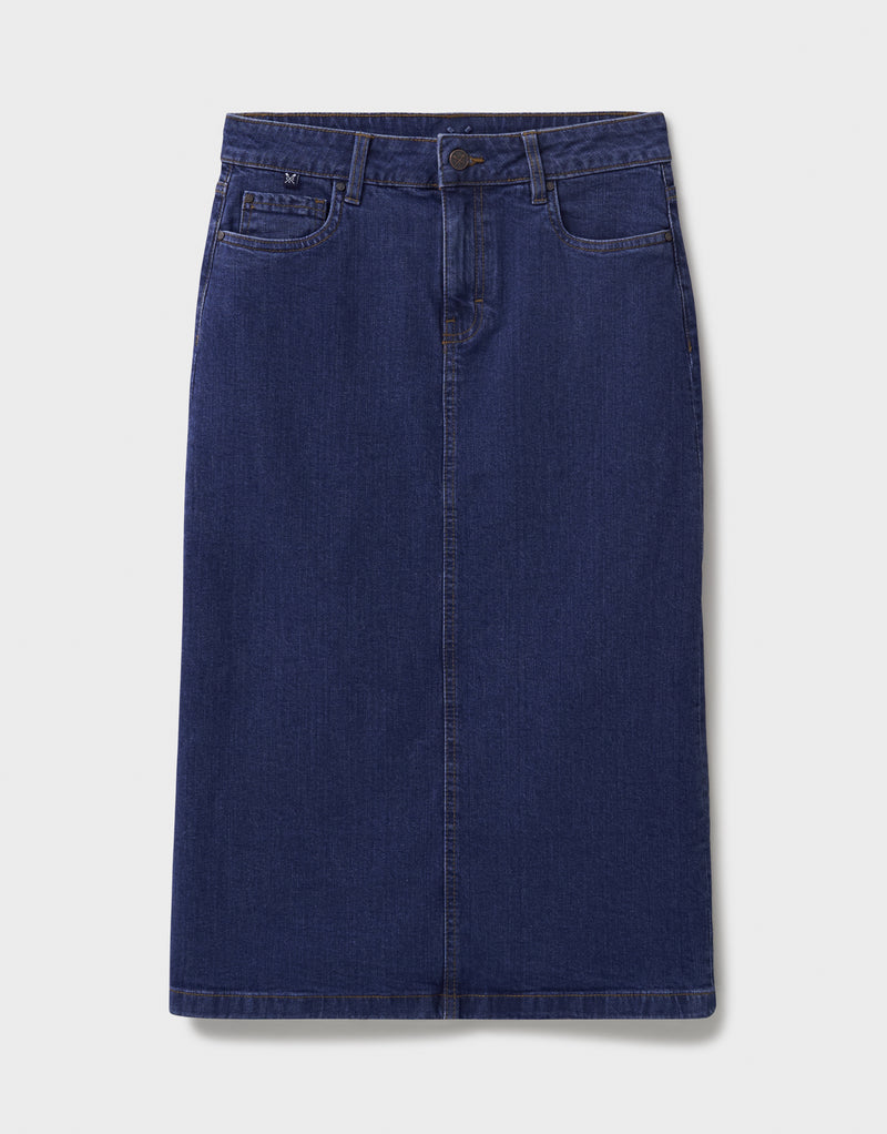 An image of the Crew Clothing Mia Denim Midi Skirt