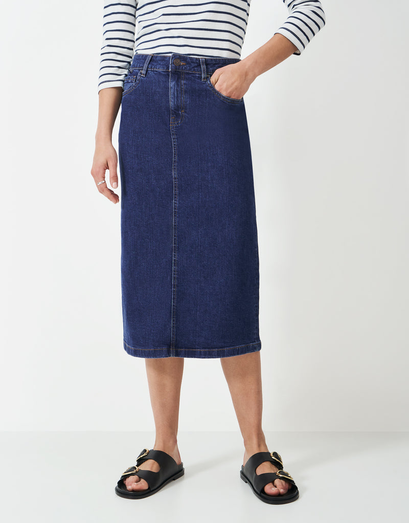 An image of the Crew Clothing Mia Denim Midi Skirt