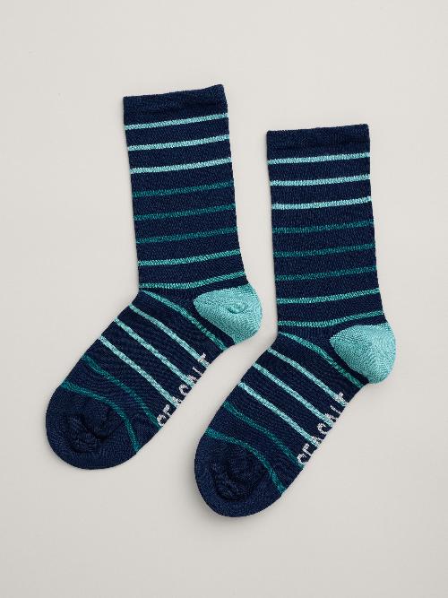 An image of the Seasalt Women's Sailor Socks in Breton Shades Maritime.